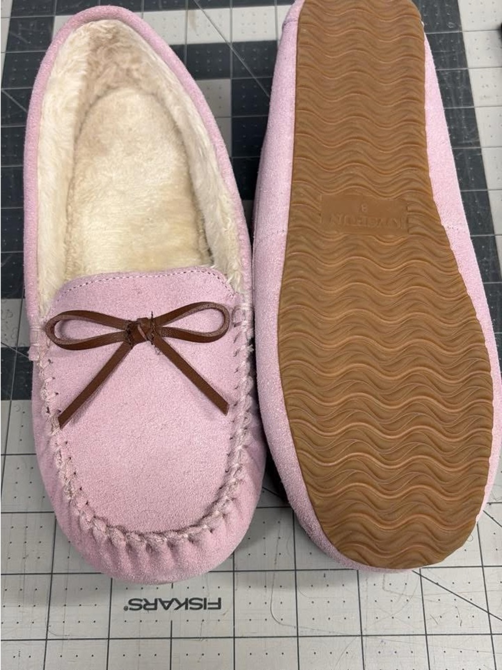 Women’s Pink Fleece-Lined Moccasin Slippers